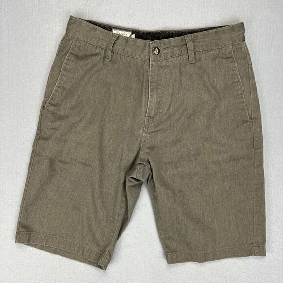 Volcom Shorts Mens 30x10 Vmonty Gray Chino Skate Slim Casual - Picture 1 of 8